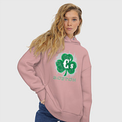 Толстовка оверсайз женская Boston Celtics style, цвет: пыльно-розовый — фото 2