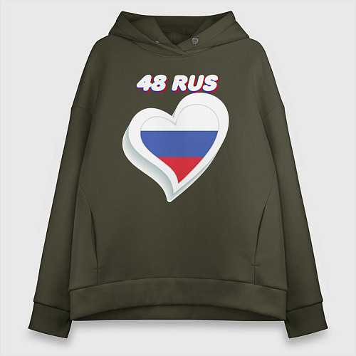 Женское худи оверсайз 48 регион Липецкая область / Хаки – фото 1