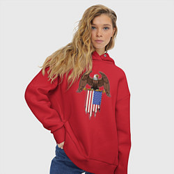 Толстовка оверсайз женская США орёл, цвет: красный — фото 2