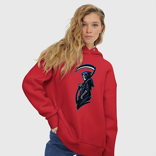 Женское худи оверсайз Grim reaper / Красный – фото 3