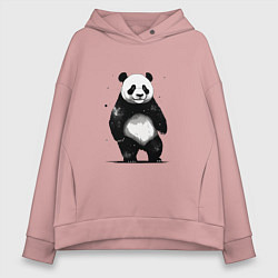 Толстовка оверсайз женская Панда стоит, цвет: пыльно-розовый