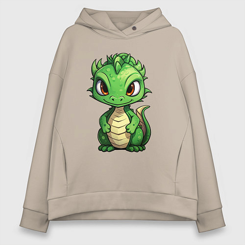 Женское худи оверсайз Маленький дракон 2024 / Миндальный – фото 1