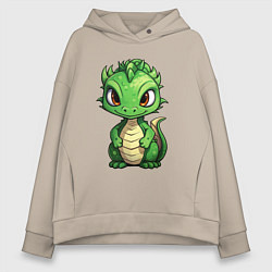 Толстовка оверсайз женская Маленький дракон 2024, цвет: миндальный