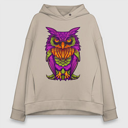 Толстовка оверсайз женская Purple owl, цвет: миндальный