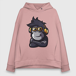 Толстовка оверсайз женская Music monkey, цвет: пыльно-розовый