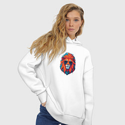Толстовка оверсайз женская Голова льва в солнечных очках, цвет: белый — фото 2