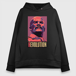 Толстовка оверсайз женская Lenin revolution, цвет: черный