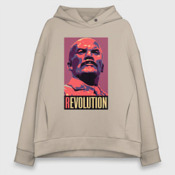 Толстовка оверсайз женская Lenin revolution, цвет: миндальный