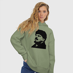Толстовка оверсайз женская Ленин в шапке, цвет: авокадо — фото 2