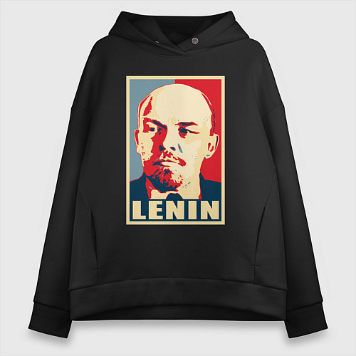 Женское худи оверсайз Владимир Ильич Ленин / Черный – фото 1