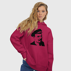 Толстовка оверсайз женская Ленин в кепке, цвет: маджента — фото 2