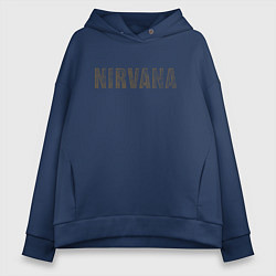 Толстовка оверсайз женская Nirvana grunge text, цвет: тёмно-синий