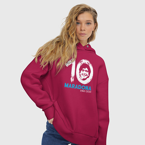 Женское худи оверсайз Maradona 10 / Маджента – фото 3