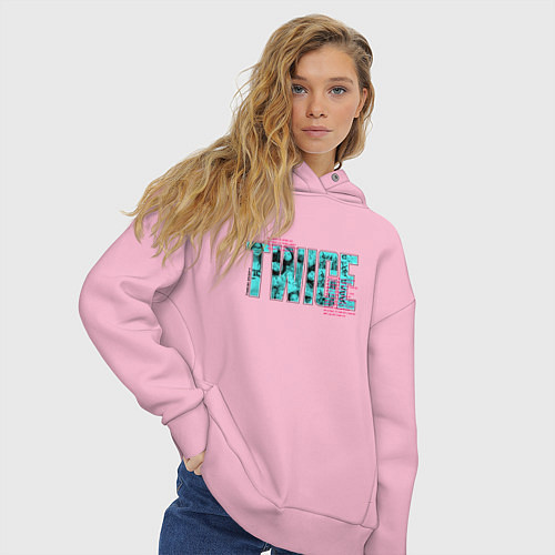 Женское худи оверсайз Twice Hit / Светло-розовый – фото 3