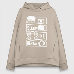 Толстовка оверсайз женская Еда сон туризм, цвет: миндальный