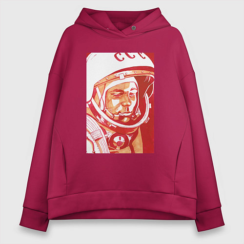 Женское худи оверсайз Gagarin in red / Маджента – фото 1