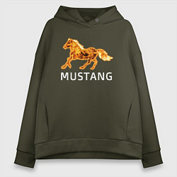 Толстовка оверсайз женская Mustang firely art, цвет: хаки