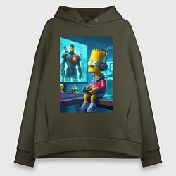 Женское худи оверсайз Bart Simpson is an avid gamer