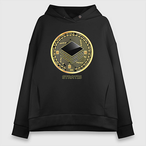 Женское худи оверсайз STRATIS крипта / Черный – фото 1