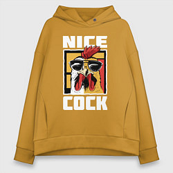 Толстовка оверсайз женская Nice cock, цвет: горчичный