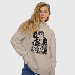 Толстовка оверсайз женская Эйкити Онидзука - GTO, цвет: миндальный — фото 2