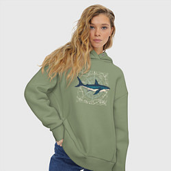 Толстовка оверсайз женская Большая акула, цвет: авокадо — фото 2
