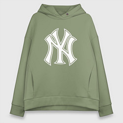 Толстовка оверсайз женская New York yankees - baseball logo, цвет: авокадо