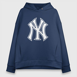 Толстовка оверсайз женская New York yankees - baseball logo, цвет: тёмно-синий