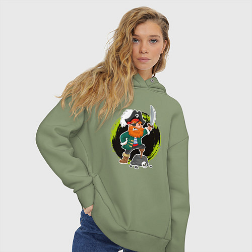 Женское худи оверсайз Мультяшный пират / Авокадо – фото 3