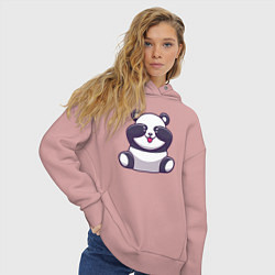 Толстовка оверсайз женская Панда зажмурилась, цвет: пыльно-розовый — фото 2