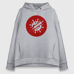 Толстовка оверсайз женская Против вируса, цвет: меланж