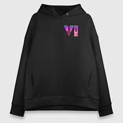 Толстовка оверсайз женская GTA VI - logo, цвет: черный