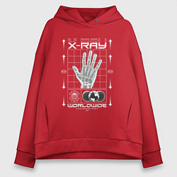 Толстовка оверсайз женская X-ray streetwear, цвет: красный