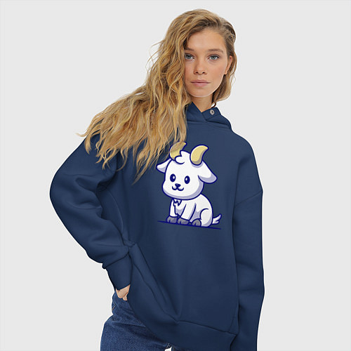 Женское худи оверсайз Козлёнок / Тёмно-синий – фото 3