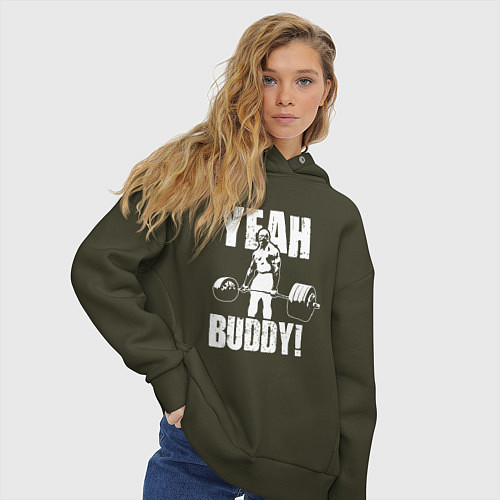 Женское худи оверсайз Yeah buddy - Ронни Коулман / Хаки – фото 3