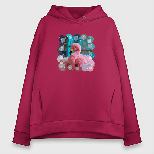 Женское худи оверсайз Розовый фламинго игрушка / Маджента – фото 1