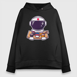 Толстовка оверсайз женская Space sushi, цвет: черный