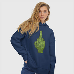 Толстовка оверсайз женская Cactus fuck, цвет: тёмно-синий — фото 2