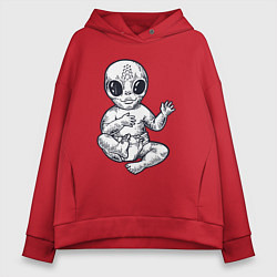 Толстовка оверсайз женская Baby alien, цвет: красный