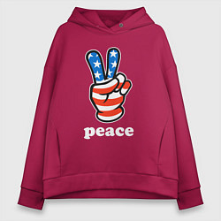 Толстовка оверсайз женская USA peace, цвет: маджента