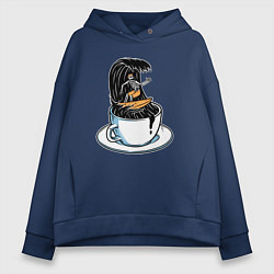 Толстовка оверсайз женская Кофейный серфер, цвет: тёмно-синий
