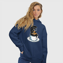 Толстовка оверсайз женская Кофейный серфер, цвет: тёмно-синий — фото 2