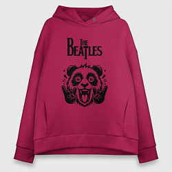Толстовка оверсайз женская The Beatles - rock panda, цвет: маджента