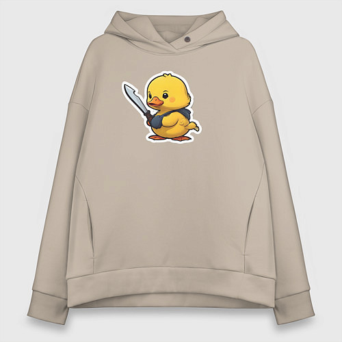 Женское худи оверсайз Боевой утенок / Миндальный – фото 1