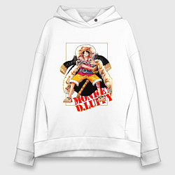 Толстовка оверсайз женская Луффи из аниме и манги One Piece, цвет: белый