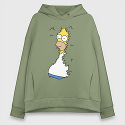 Толстовка оверсайз женская Гомер в кустах, цвет: авокадо