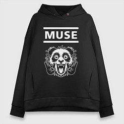 Толстовка оверсайз женская Muse rock panda, цвет: черный