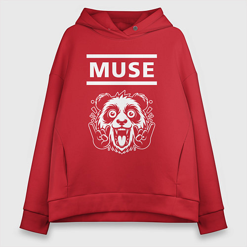 Женское худи оверсайз Muse rock panda / Красный – фото 1