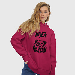 Толстовка оверсайз женская Slayer - rock panda, цвет: маджента — фото 2