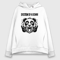 Толстовка оверсайз женская System of a Down - rock panda, цвет: белый